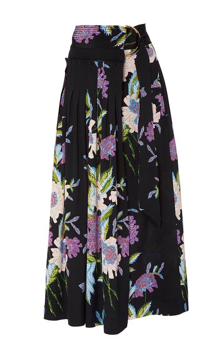 Diane Von Furstenberg Floral Wrap Midi Skirt