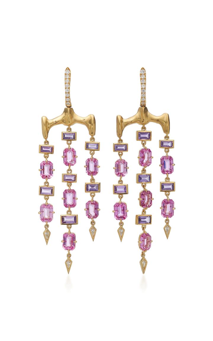 Vram Chrona 18k Gold Sapphire And Diamond Earrings