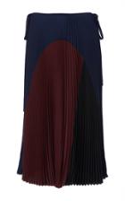 Agnona Crepe De China Color Block Skirt