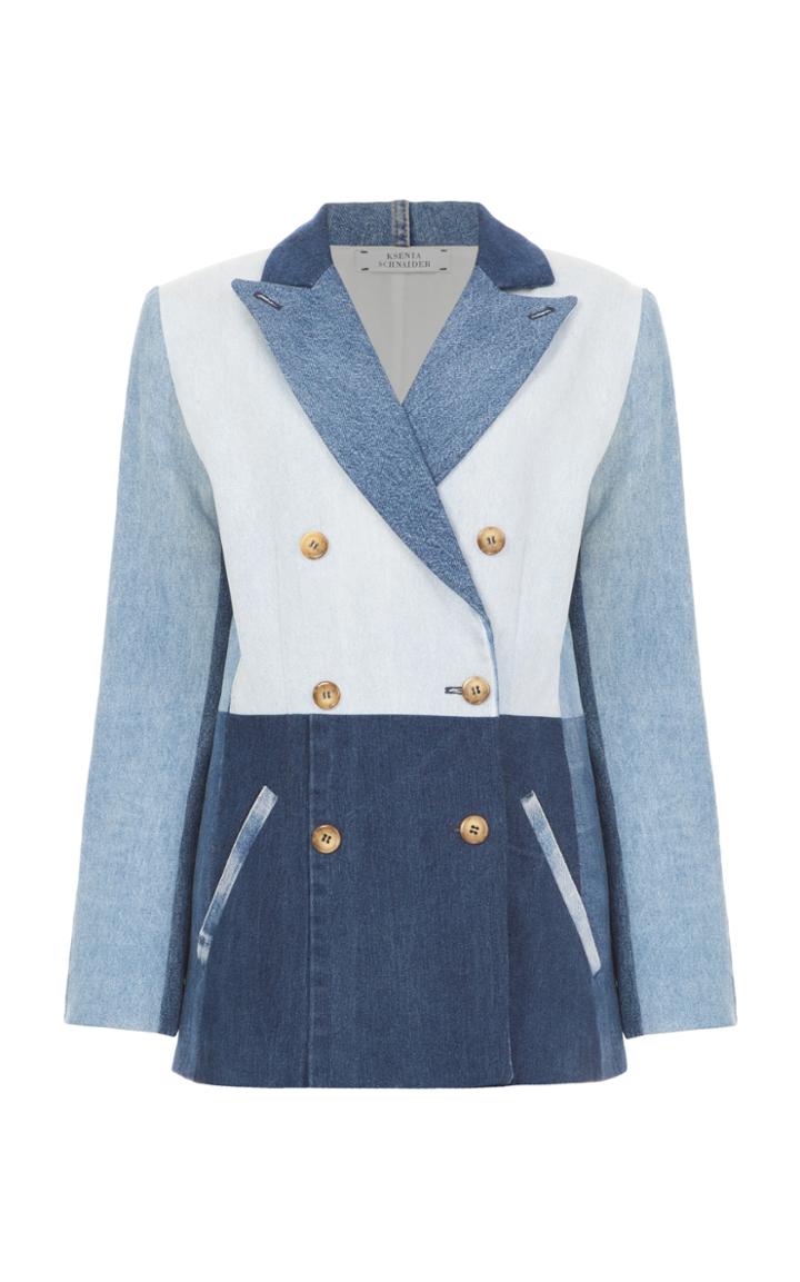 Ksenia Schnaider Reworked Denim Patchwork Blazer Jacket
