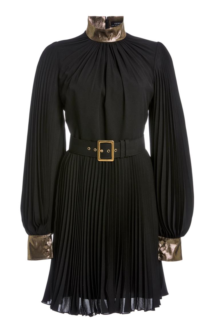 Moda Operandi Andrew Gn Pleated Silk Mini Dress