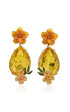 Dolce & Gabbana Floral Crystal Gold-tone Drop Earrings