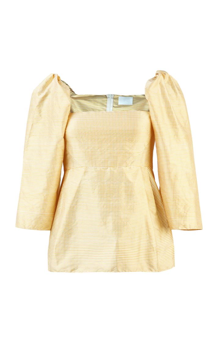 Lake Studio Gingham Silk-taffeta Top
