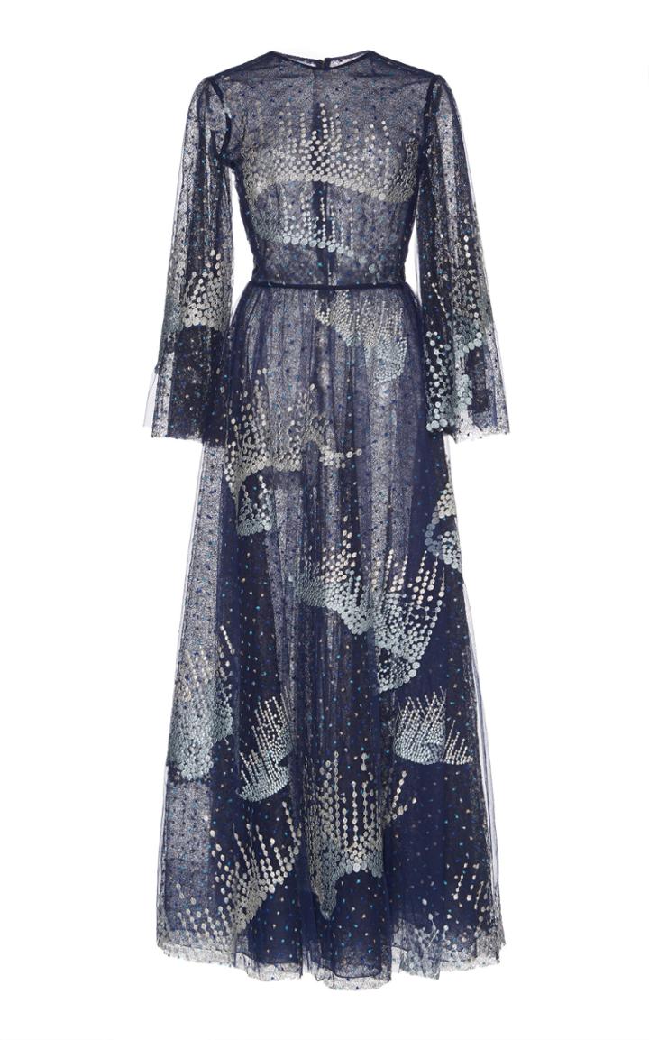 Sandra Mansour Ciel Glacial Embroidered Tulle Dress