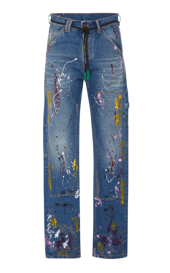 Off-white C/o Virgil Abloh Painted Distressed Carpenter Jeans