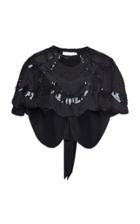 Moda Operandi Alberta Ferretti Silk Habotay Embellished Cropped Cape Sleeve Top Size