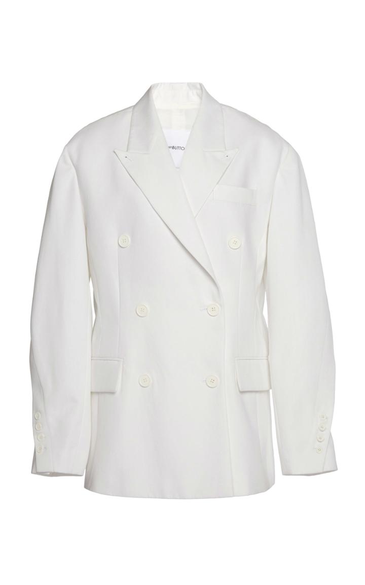 Pushbutton Oversized Cotton-blend Blazer Jacket