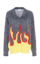 Prada Flame-print Intarsia-knit Mohair Sweater