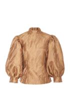 Ganni Jacquard-knit Balloon-sleeve Blouse