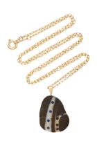 Cvc Stones M'o Exclusive: 18k Gold Grey Beach Stone And Sapphire Flood Necklace
