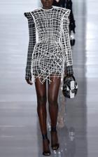 Balmain Spiderweb Embroidered Piping Dress