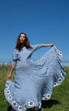 Moda Operandi Rixo Kristen Floral-appliqued Gingham Cotton-silk Maxi Dress