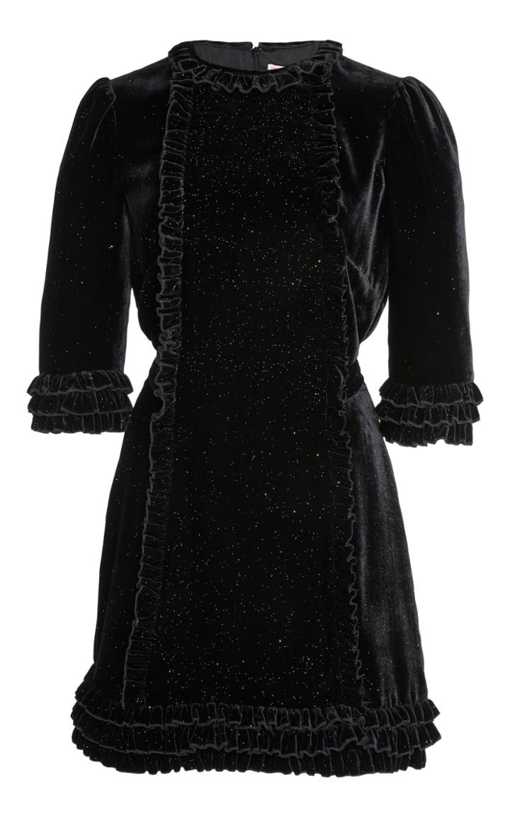 The Vampire's Wife Mini Cate Velvet Ruffle Dress