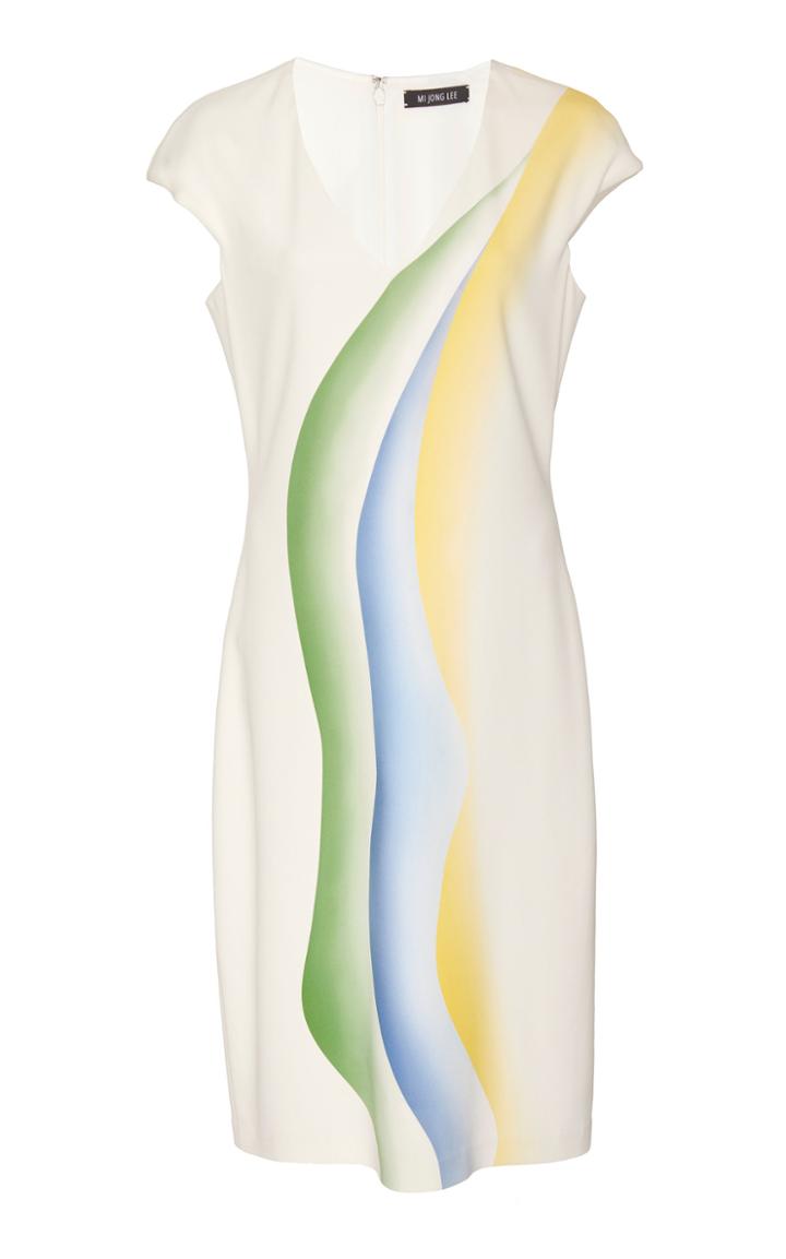 Mi Jong Lee Cap Sleeve V-neck Dress