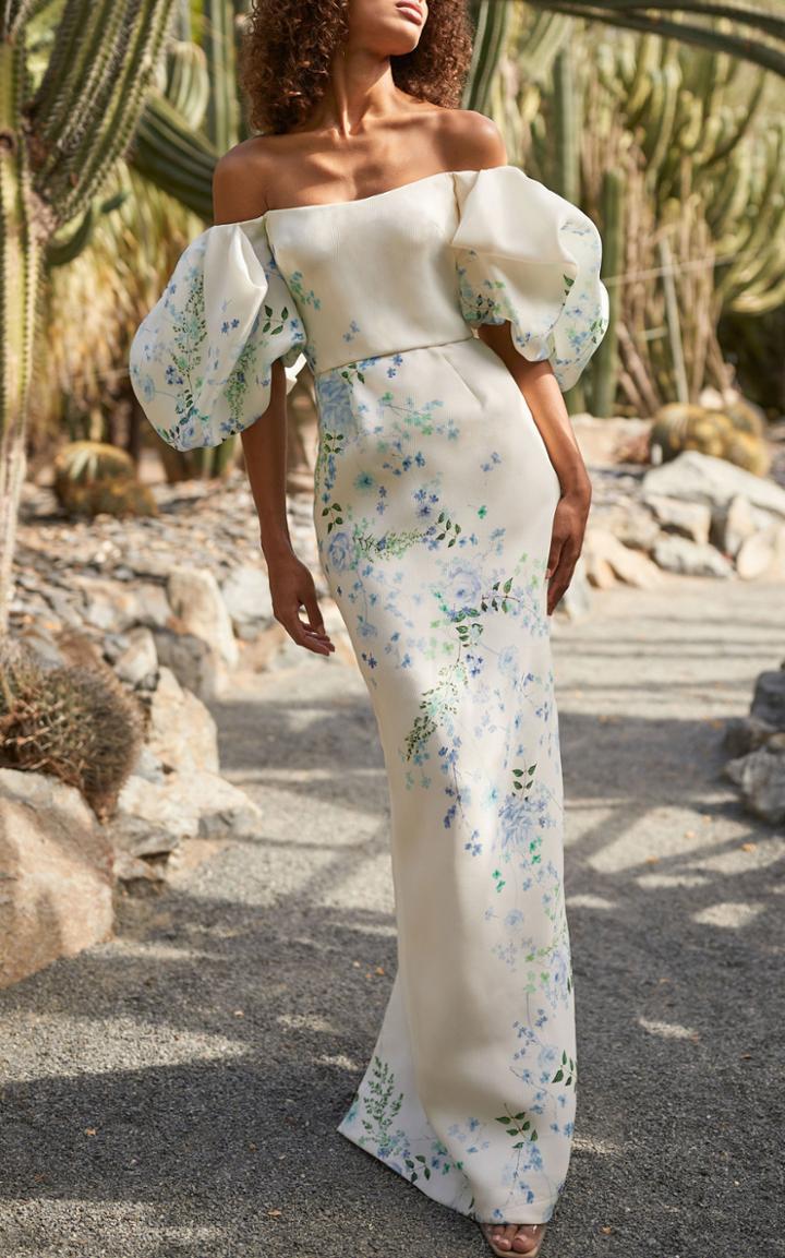 Moda Operandi Monique Lhuillier Floral Crepe Column Dress