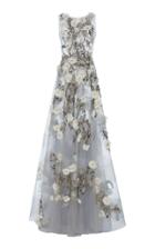 Marchesa Floral Sheer Tulle Gown
