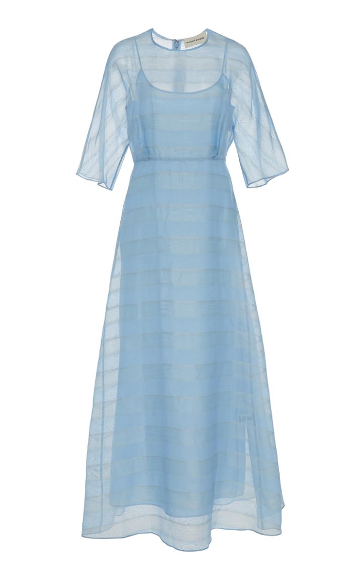 Mansur Gavriel Striped Silk-voile Midi Dress