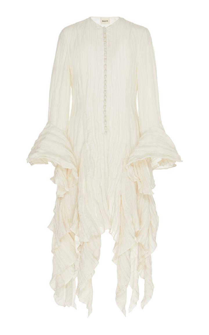 Moda Operandi Khaite Elliot Ruffled Gauze Dress Size: 0