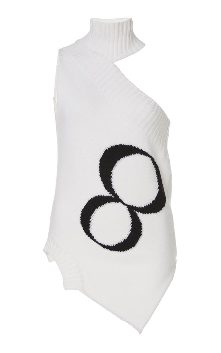 Monse One-shoulder Intarsia-wool Turtleneck Sweater Size: Xs