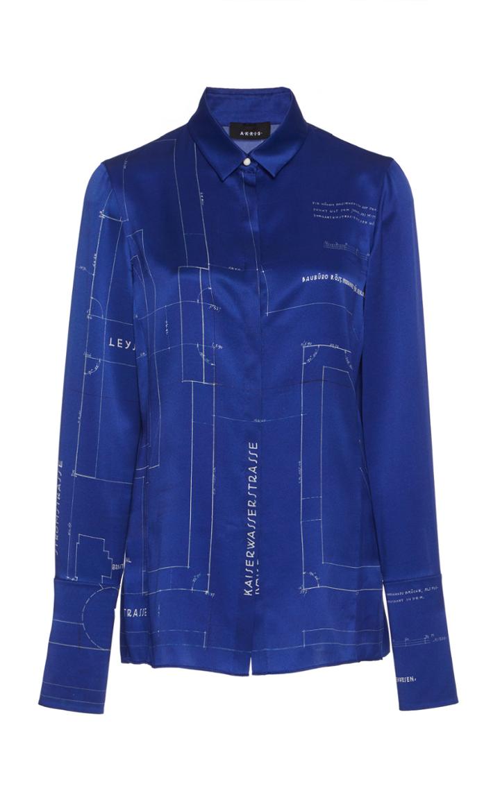 Akris Silk Satin Blueprint Blouse