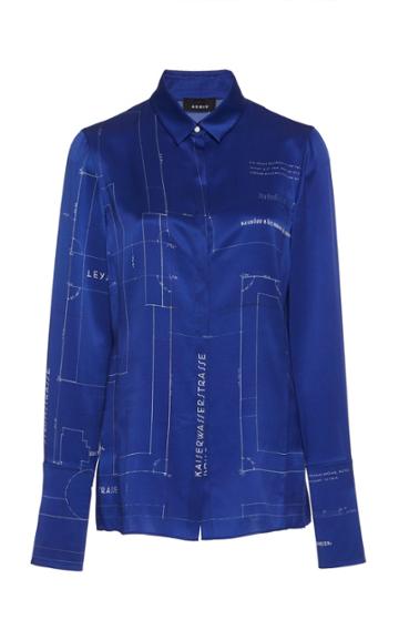 Akris Silk Satin Blueprint Blouse