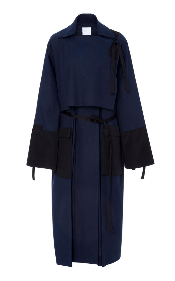 Rosetta Getty Patch Linen Cotton Blend Trench Coat