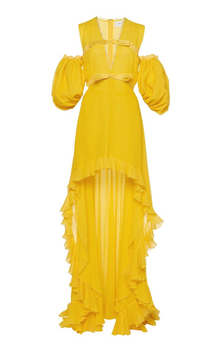 Moda Operandi Giambattista Valli Asymmetric Bow-embellished Chiffon Dress Size: 40