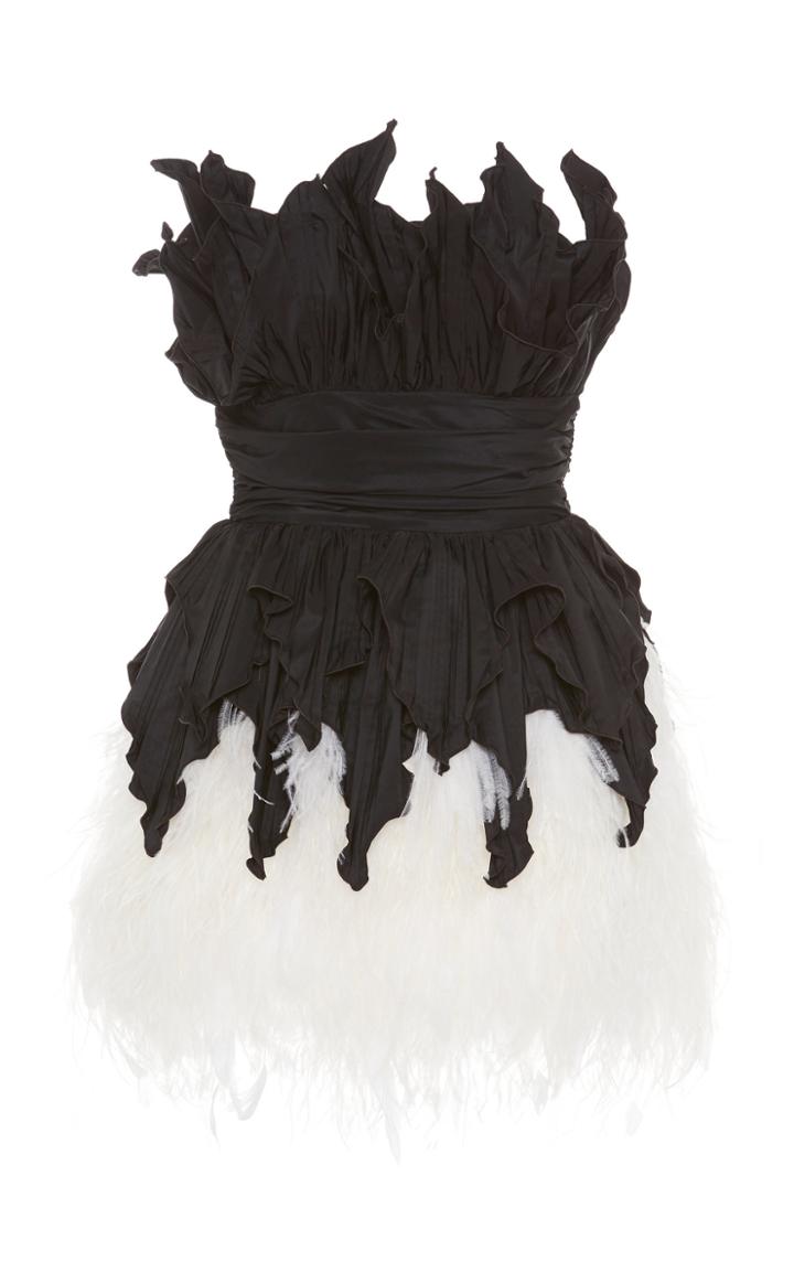 Dundas Taffetas Top With Contrast Feathers