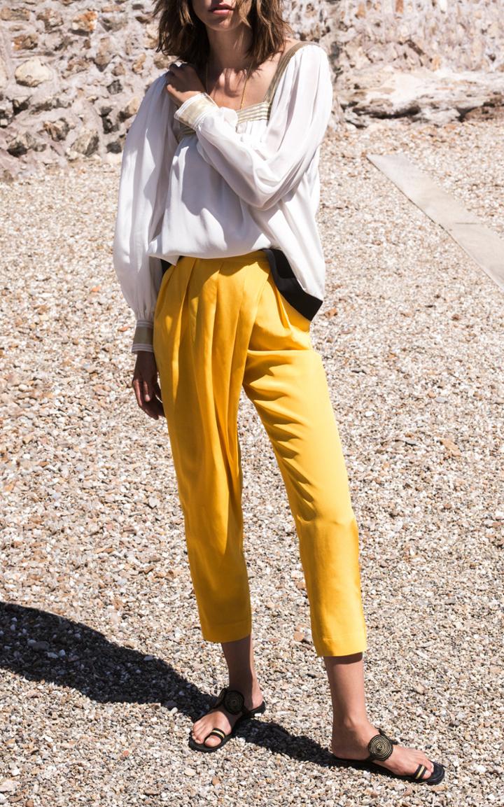 Zeus + Dione Lyre Metallic Trim Blouse