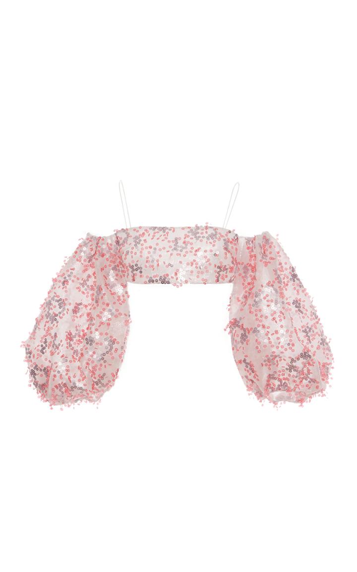 Moda Operandi Cecilie Bahnsen Hosta Sequined Cropped Chiffon Top
