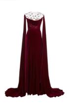 Moda Operandi Costarellos Avery Embellished Silk Velvet Cape-sleeve Gown