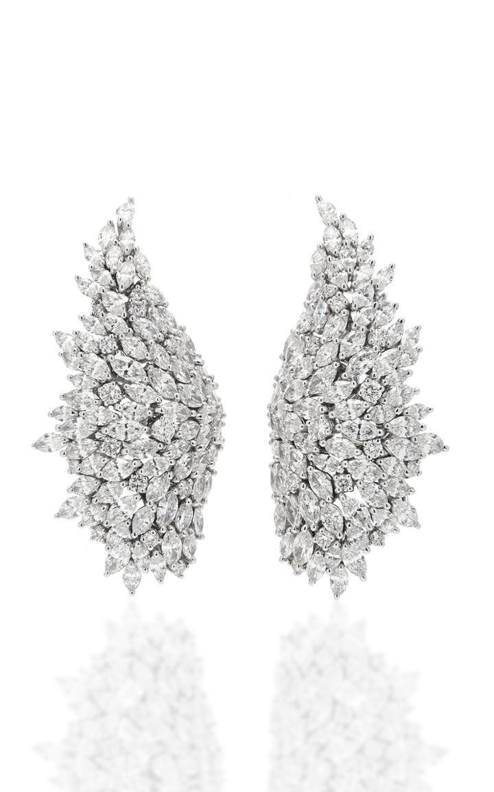 Yeprem 18k White Gold Wide Diamond Ear Cuffs