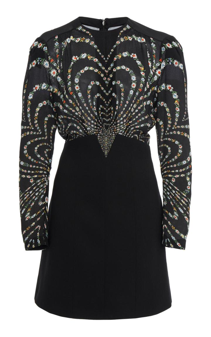 Givenchy Pleated Printed Silk-crepe Mini Dress