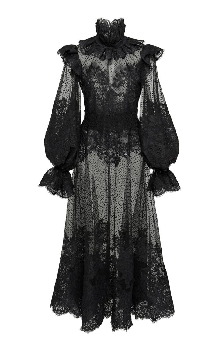 Zimmermann Ruffled Flocked Tulle Maxi Dress