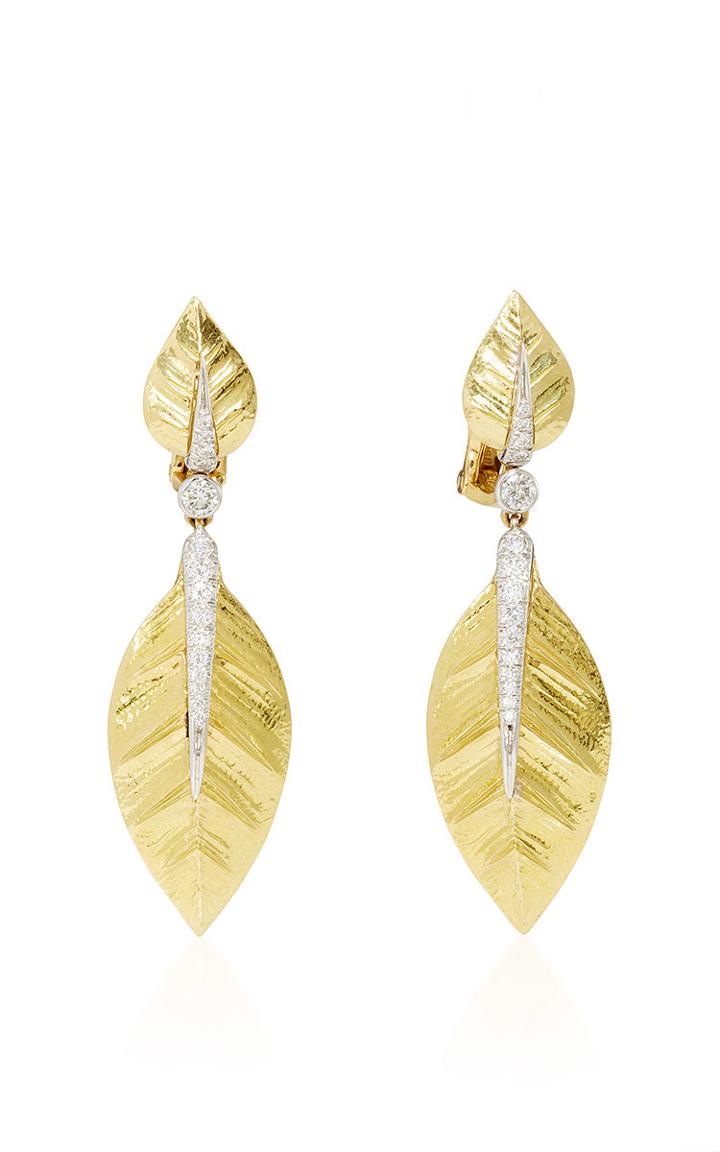 David Webb Laurel Leaf Earrings