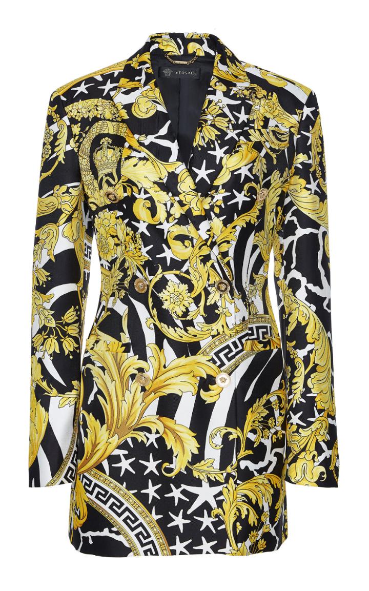 Versace Printed Silk Double Breasted Blazer