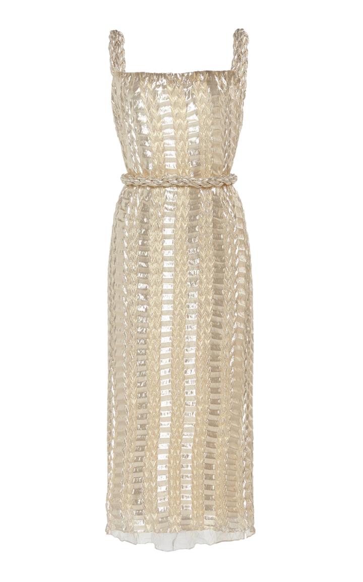 Johanna Ortiz Party Caribbean Braided Metallic Midi Dress