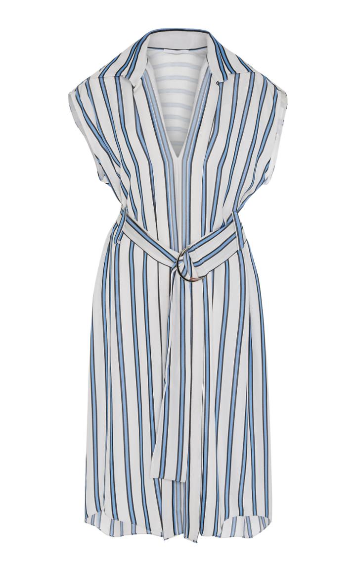 Audra Stripe Belted Fold Dress