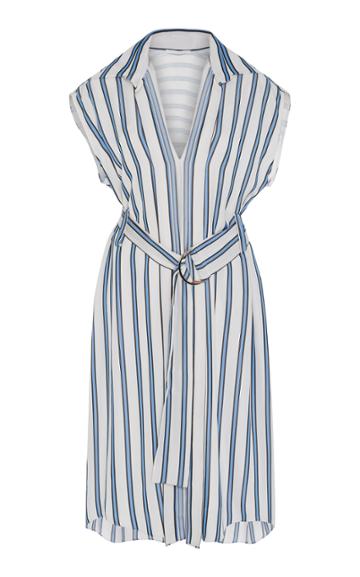 Audra Stripe Belted Fold Dress