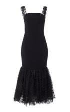 Christian Siriano Black Mid Length Crepe Dress