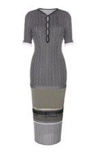 Mame Kurogouchi Short Sleeve Jacquard Knit Midi Dress