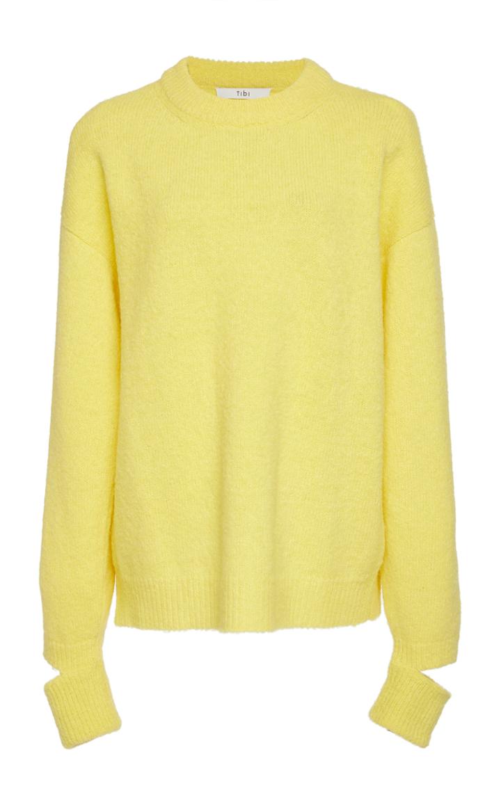 Tibi Airy Spliced Sleeve Alpaca Sweater