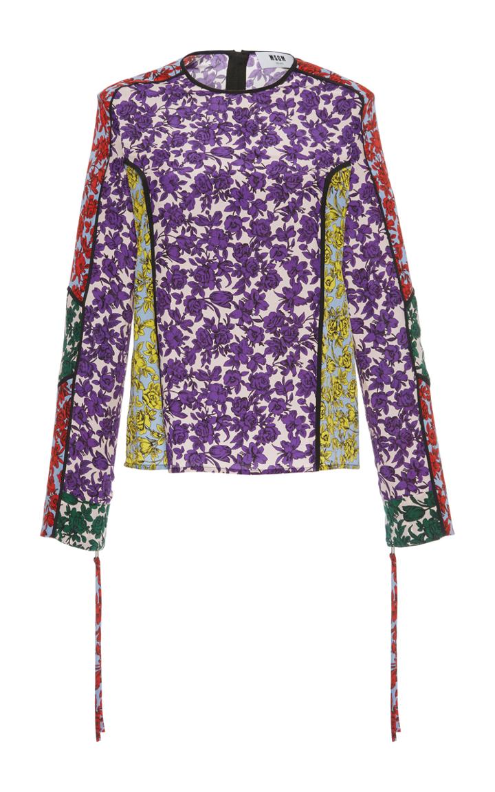 Msgm Gravour Rose Print Top