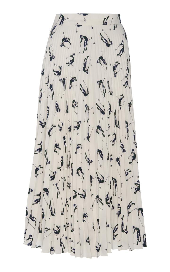 Emilia Wickstead Sunny Pleated Crepe Midi Skirt