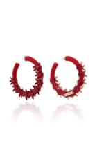Moda Operandi Deepa Gurnani Larsen Floral Embellished Hoop Earrings