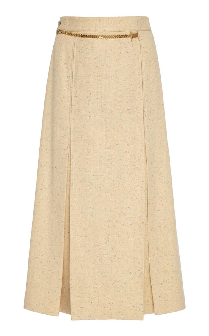 Moda Operandi Victoria Beckham Pleated Mid-rise Cotton-linen Skirt Size: 6