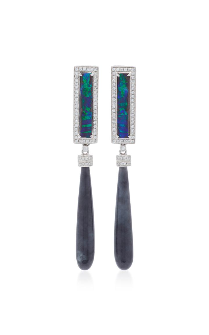 Dana Rebecca 14k White Gold And Black Opal Drop Earrings