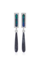 Dana Rebecca 14k White Gold And Black Opal Drop Earrings