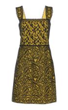 Andrew Gn Square Neck Lace Crepe Dress