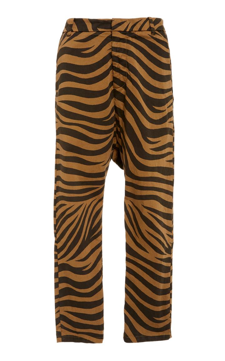 Nili Lotan Paris Tiger-print Cotton-blend Straight-leg Pants